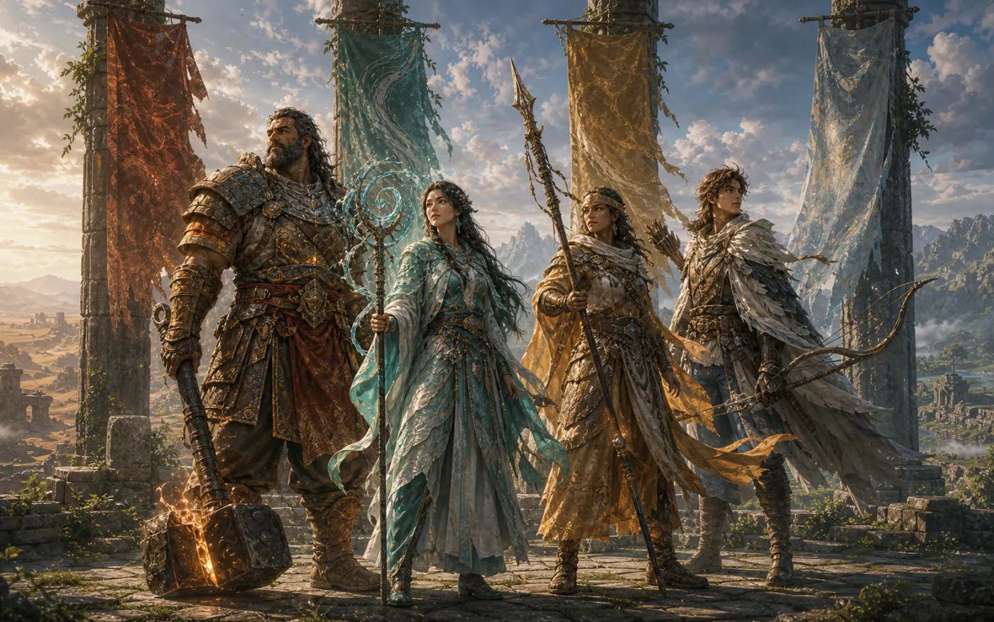 Original group portrait of four regional guardians